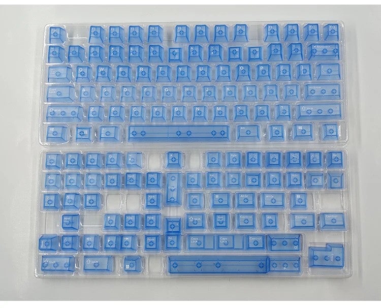 Bluejw 136-Key Glacier Blue Gaming Keyboard Keycaps - Original Engraved Transparent Keycaps Set for Mechanical Keyboards - Image 1